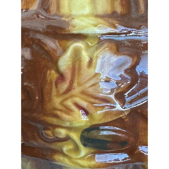 Majolica Golden Tones Autumn Thanksgiving Pitcher Set of 2 - Picture 11 of 12